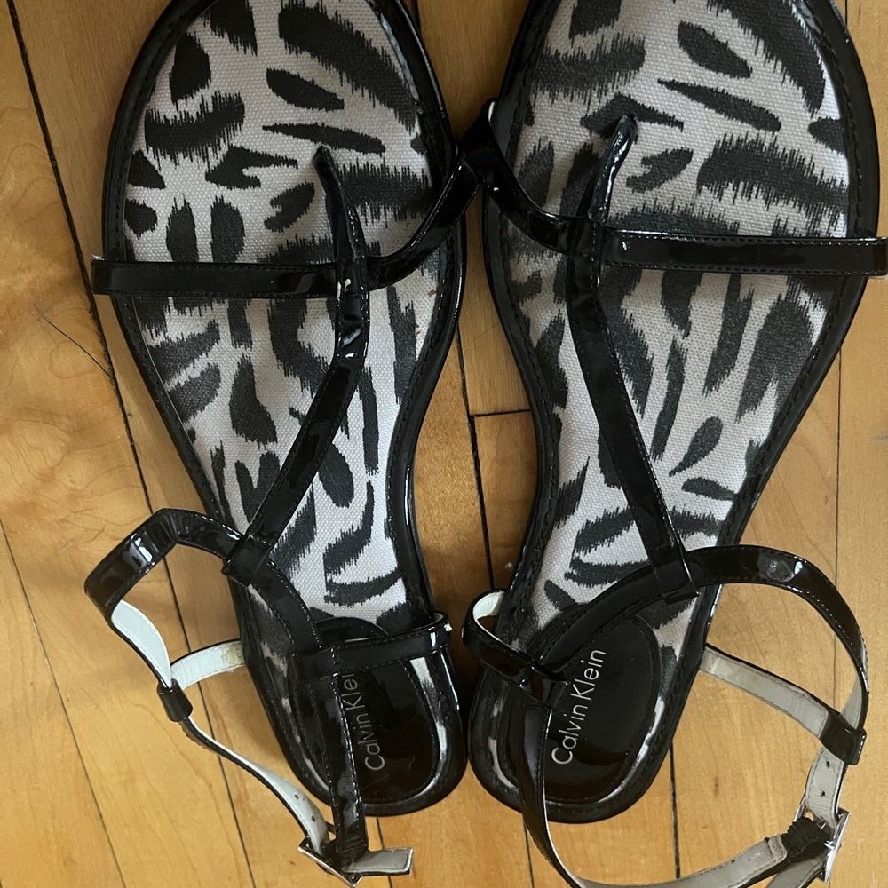Calvin Klein Black and White Women's Sandals